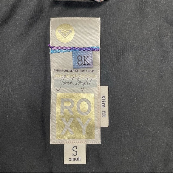 ROXY Torah Bright Liberty Jacket Size Small Slim Fit 8K Striped Floral Hooded - Picture 14 of 16